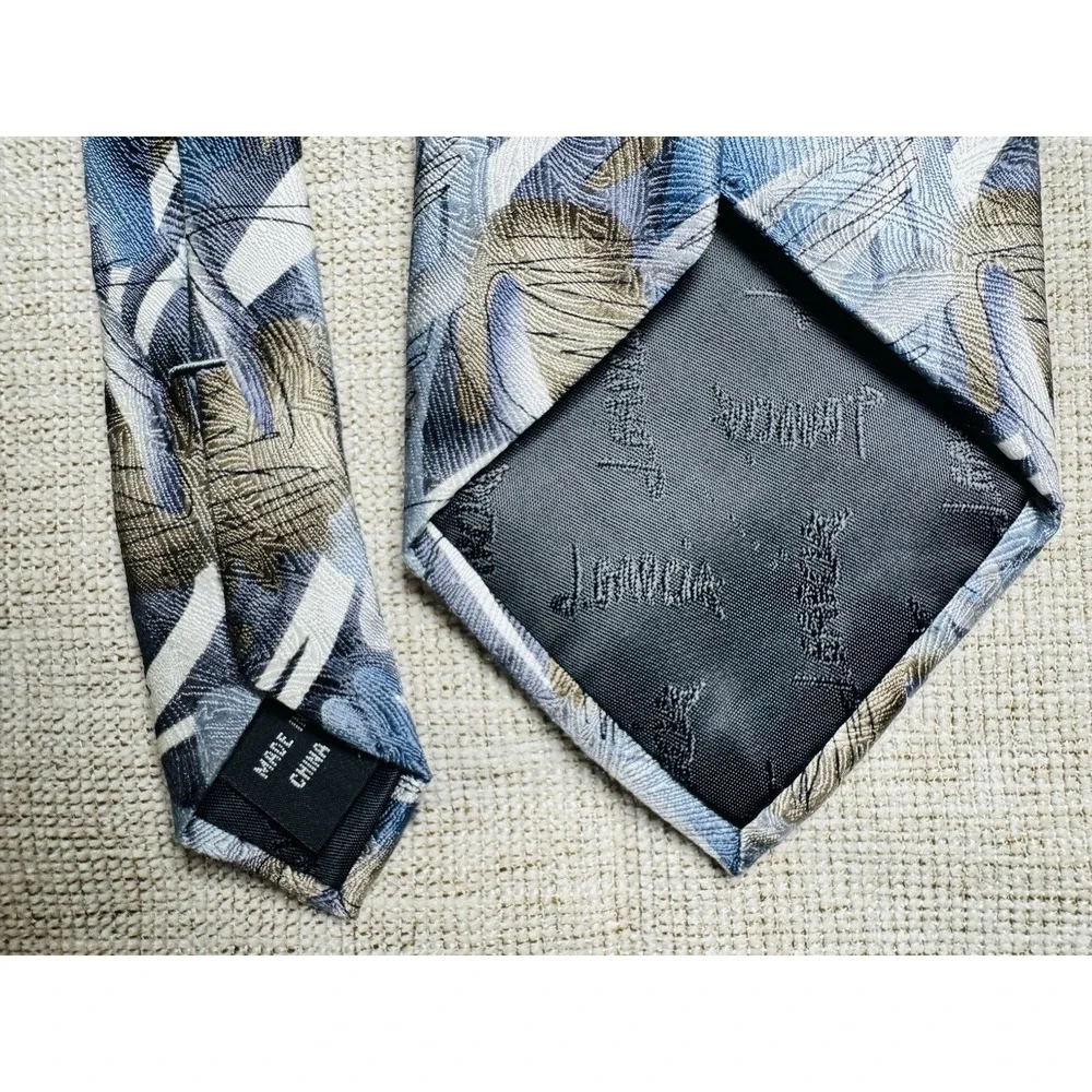 J. Garcia Zoot Mens Necktie Gray Blue Abstract 3.5